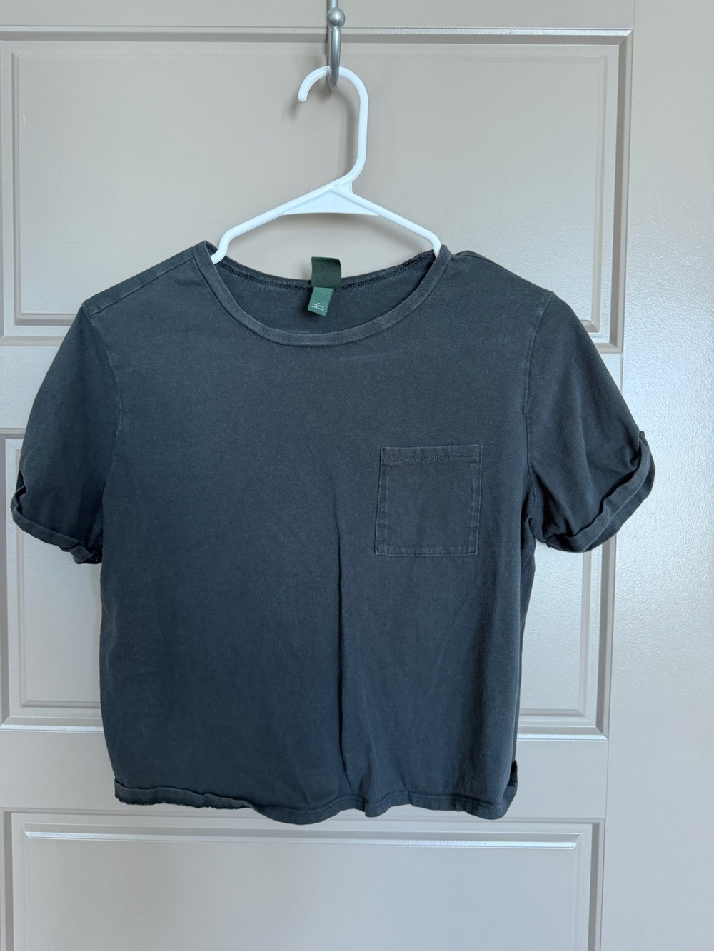 wild fable Washed Black Cropped Pocket Tee